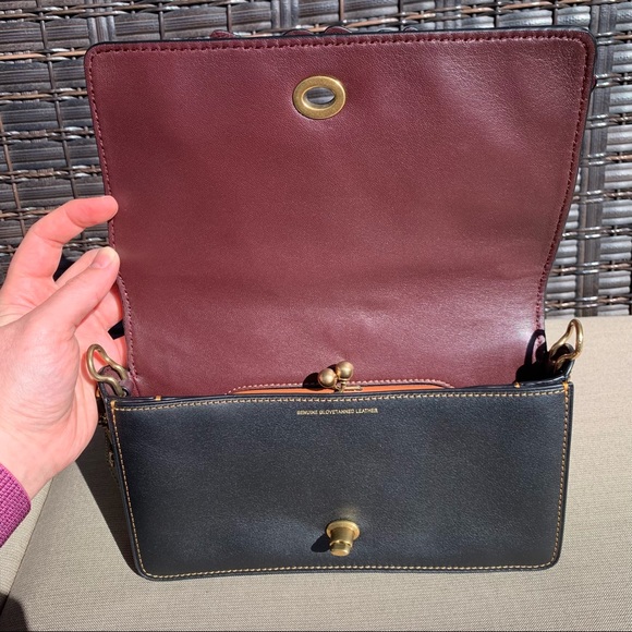 *SOLD* Coach Tea Rose Dinky in Black Purple with Brass - Picture 7 of 15